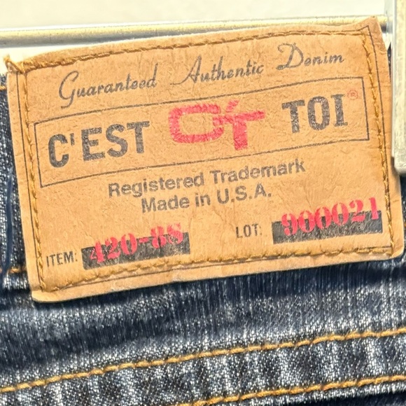 C’est Toi Women’s Denim Button Flap Pockets Capri Pants | Size 15/16 - Picture 5 of 7